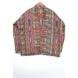 Vintage Multicolor Handmade Open Front Jacket Boho One-Size Fits Medium-Large